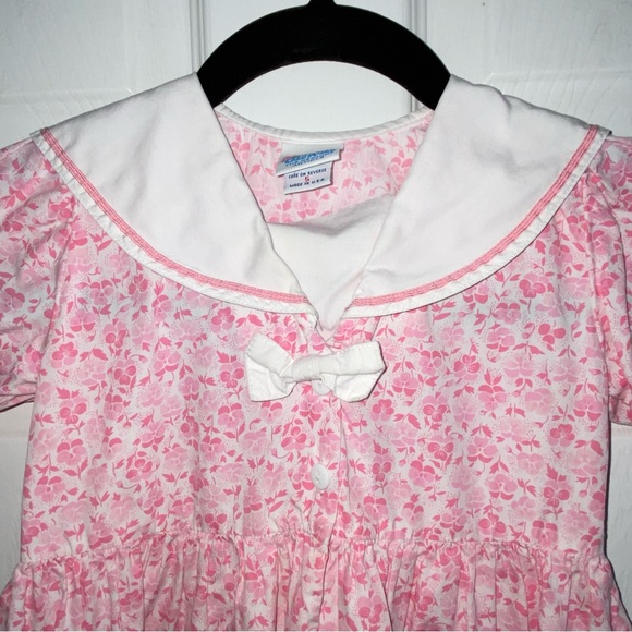 OSH KOSH - VINTAGE 80s - GIRL DRESS - Sailor Collar - USA - Small Stain - Size 5 - Picture 4 of 9